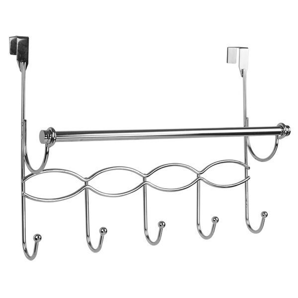 Home Basics Chrome Plated Steel Over the Door Hanging Rack with Towel Bar, Home Basics, Mfr#: ZOR96204